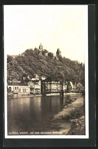 AK Altena in Westf., Partie an der grossen Brücke