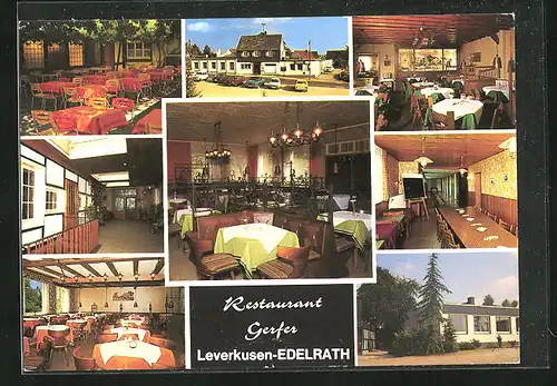 AK Leverkusen-Edelrath, Acht Ansichten von und aus dem Restaurant Gerfer