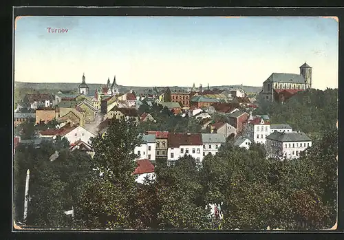 AK Turnau / Turnov, Ortsansicht aus der Vogelschau