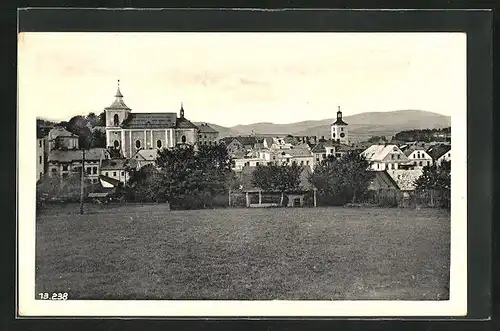 AK Jilemnice, Ortsansicht mit Kirche