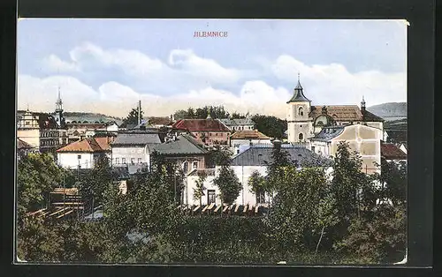 AK Jilemnice, Ortsansicht aus der Vogelschau