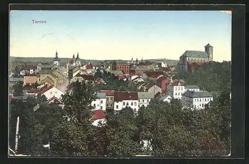 AK Turnau / Turnov, Ortsansicht aus der Vogelschau