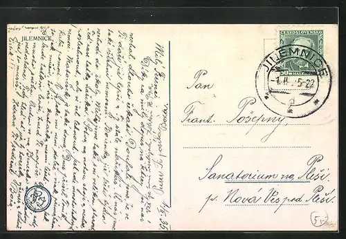 AK Jilemnice, Ortsansicht aus der Vogelschau