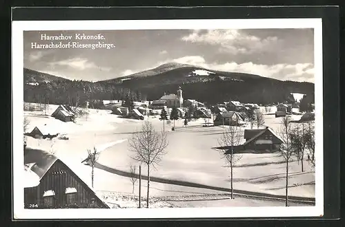 AK Harrachsdorf /Riesengebirge, Gesamtansicht im Winter
