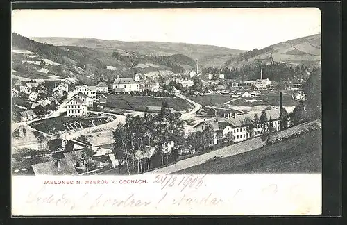 AK Gablonz / Jablonec Nad Nisou, Totalansicht aus der Vogelschau