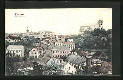 AK Turnau / Turnov, Ortsansicht aus der Vogelschau