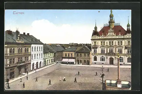 AK Turnau / Turnov, Marktplatz aus der Vogelschau
