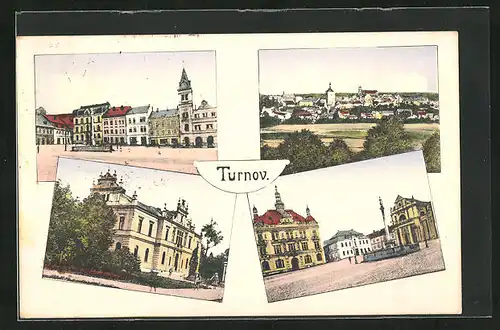 AK Turnau / Turnov, Ortsansicht und drei Ansichten aus dem Ort