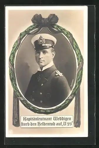 AK Kapitänleutnant Otto Weddigen, starb den Heldentod auf U-Boot U29
