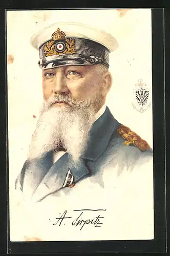 Künstler-AK Admiral A. Tirpitz in Uniform