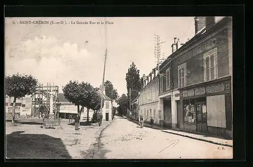 AK Saint-Chéron, la Grande Rue et la Place
