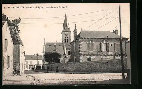 AK Saint-Chéron, l'Eglise, vue de la route de Baville