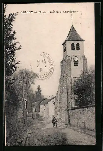 AK Grigny, l'Église et Grande-Rue