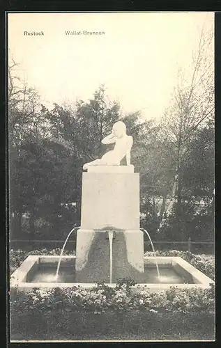 AK Rostock, vor dem Wallat-Brunnen