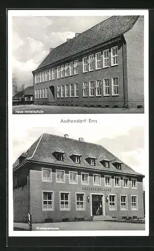 AK Aschendorf Ems, die neue Mittelschule und die Kreissparkasse