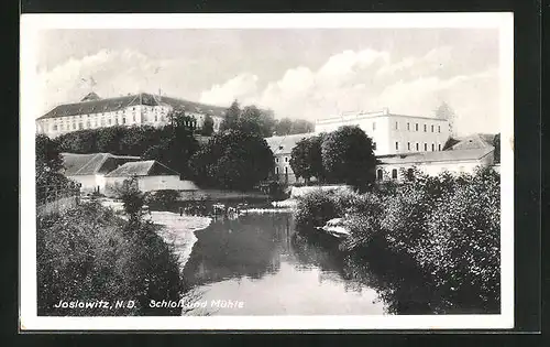 AK Joslowitz in Mähren, Niederdonau, Partie an der Mühle unter dem Schloss