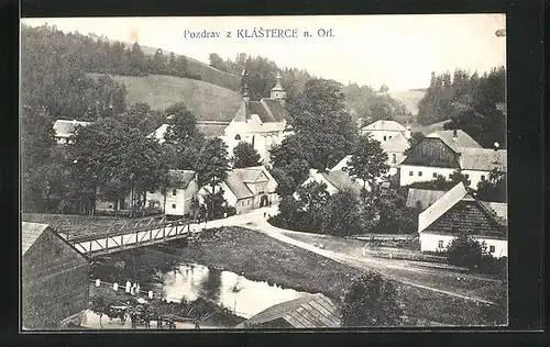 AK Klasterec, Blick auf den kleinen Ort und die Kirche