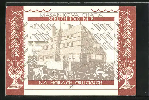 Künstler-AK Orlicke Hory, Masarykova Chata