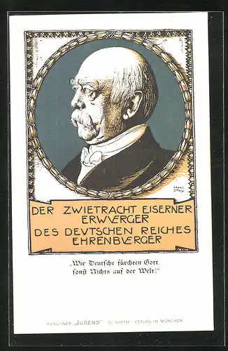 Künstler-AK Franz Stuck: Bismarckim Profil gezeichnet