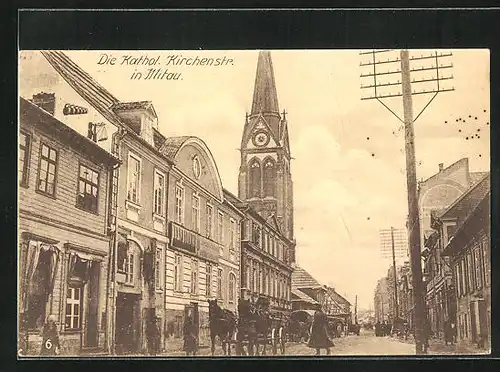 AK Mitau, die katholische Kirchenstrasse