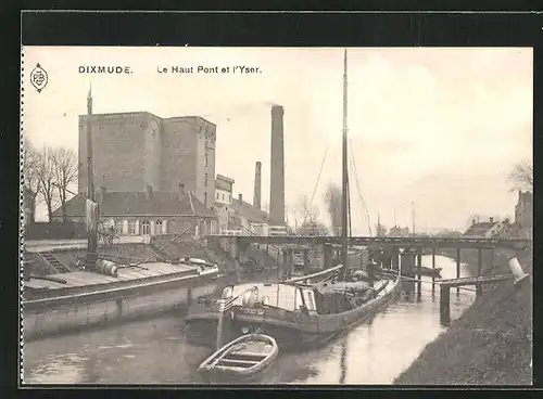 AK Dixmude, Le Haut Pont et l`Yser, Schiff im Kanal