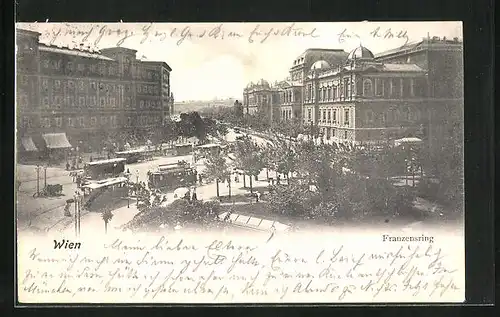 AK Wien, Strassenbahnen auf dem Franzensring