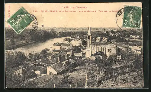 AK Marquefave, Vue Generale et Vue sur la Garonne