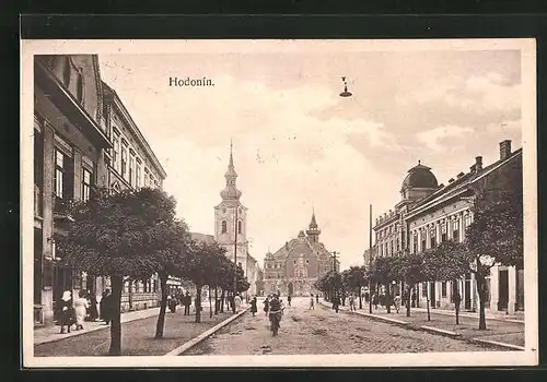 AK Göding / Hodonin, Strassenblick