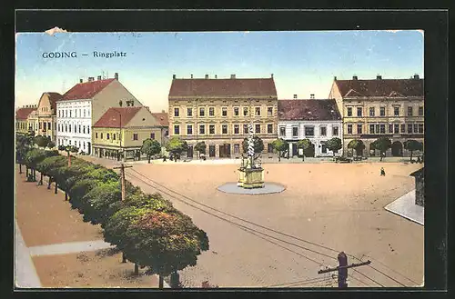 AK Göding / Hodonin, Blick zum Ringplatz