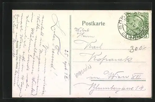 AK Göding / Hodonin, Rothäusel, Tabak-Fabrik, Bahnhof & Staatshengstdepot