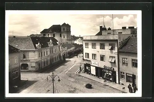 AK Veseli n. Mor., Ortsansicht mit Strasse und Drogerie