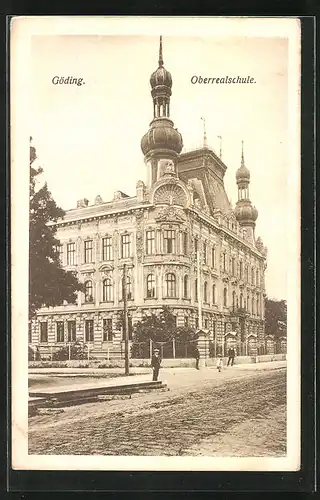 AK Göding / Hodonin, Blick zur Oberrealschule