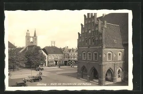 AK Jüterbog, Markt mit Nicolaikirche und Rathaus