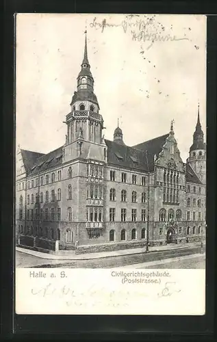 AK Halle a. S., Civilgerichtsgebäude auf der Poststrasse