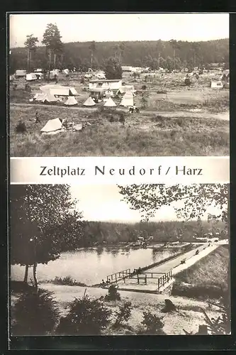 AK Neudorf / Harz, Blick um Zeltplatz