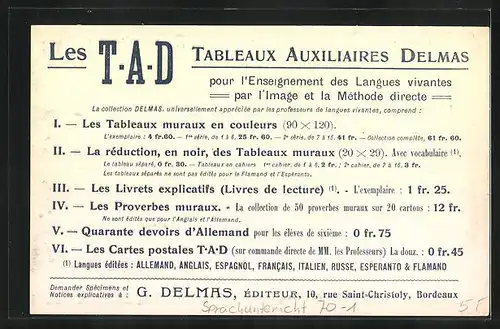 AK T-A-D Delmas Auxiliary Pictures, A greedy little girl, Sprachunterricht