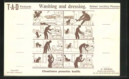 AK T-A-D Delmas Auxiliary Pictures, Washing and dressing, Sprachunterricht