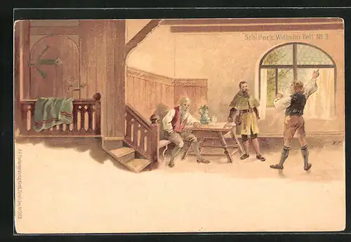 AK Schiller's Wilhelm Tell, No. 3, Szene in der Stube