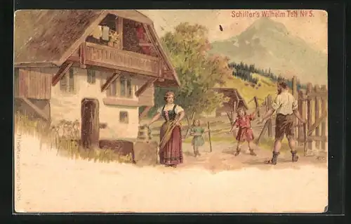 AK Schiller's Wilhelm Tell, No. 5, Szene: Tell mit Familie