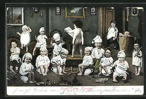 AK Kapelle des Hauses, Knaben auf Nachttöpfen sitzend, Toilettenhumor