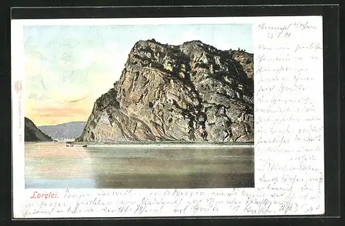 AK Loreley, Rheinpartie mit Felsenpanorama