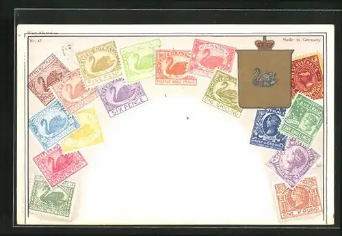 AK Western Australia, Briefmarken und Wappen