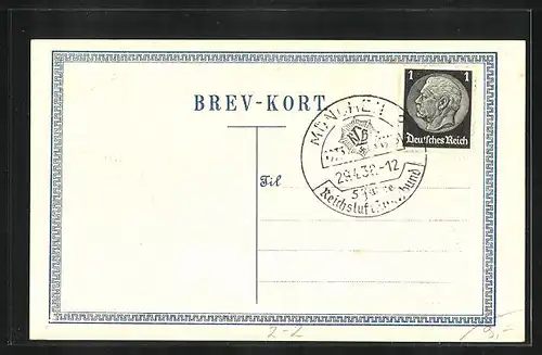 Präge-AK Dänemark, Briefmarken und Wappen