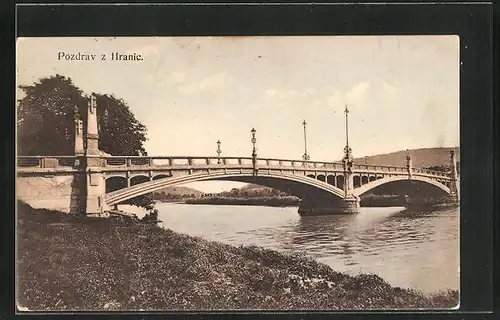 AK Hranice, Blick über den Fluss zur Brücke