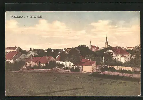 AK Litovel, Teilansicht aus der Vogelschau