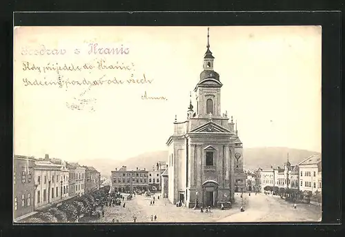 AK Hranice, Marktplatz mit Kirche