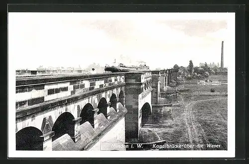 AK Minden i. W., Kanalbrücke über die Weser