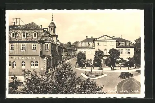 AK Ilmenau, Rathaus und altes Schloss, Stadtsparbank