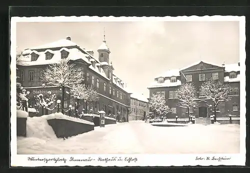 AK Ilmenau, Rathaus und Schloss im Winter