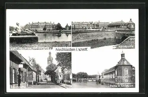 AK Nordkirchen i. Westf., Schlossstrasse, Partie im Schlosspark, Schlosspartie, Schloss des Herzogs von Arenberg